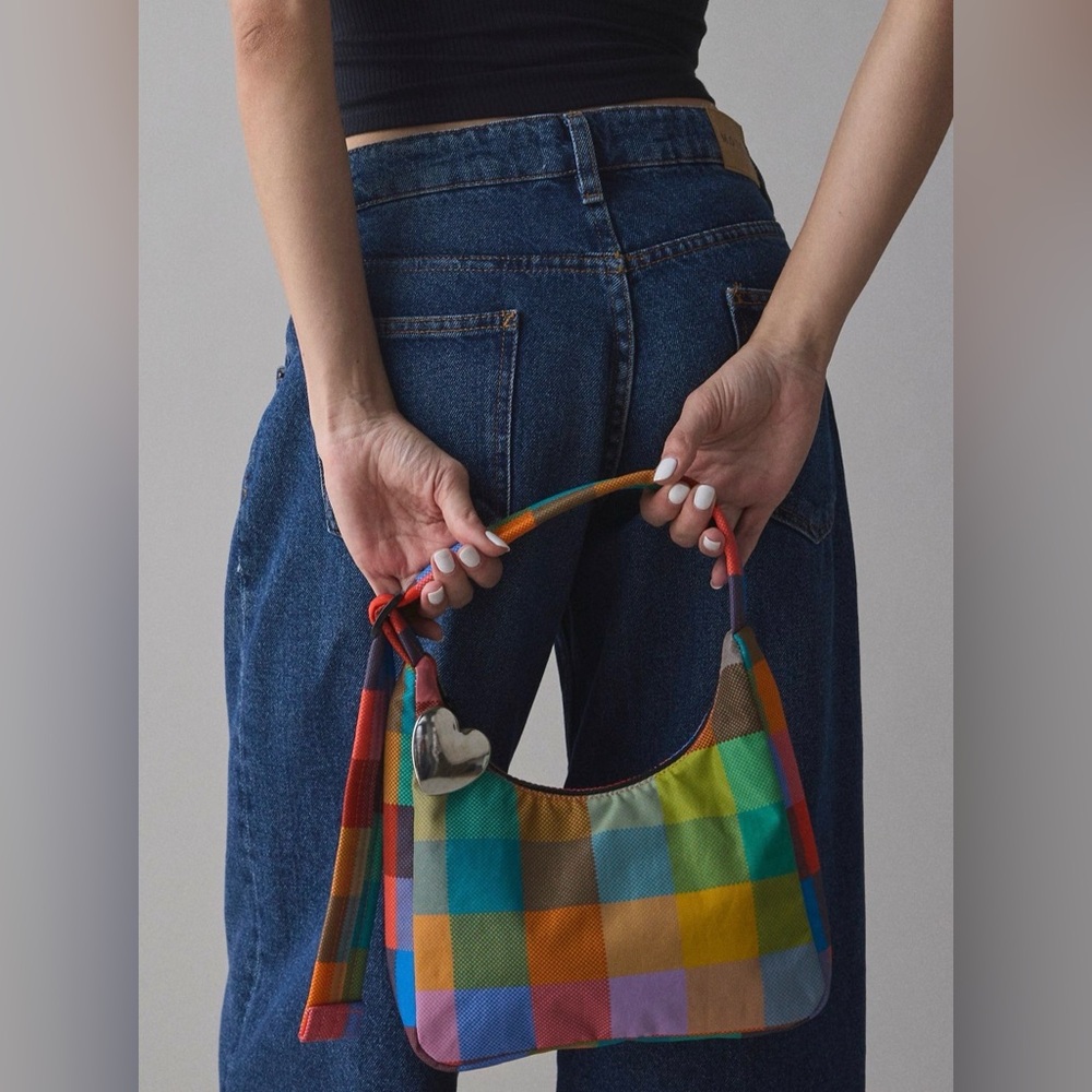 NWT BAGGU Mini Nylon Shoulder Bag Madras - Picture 12 of 12